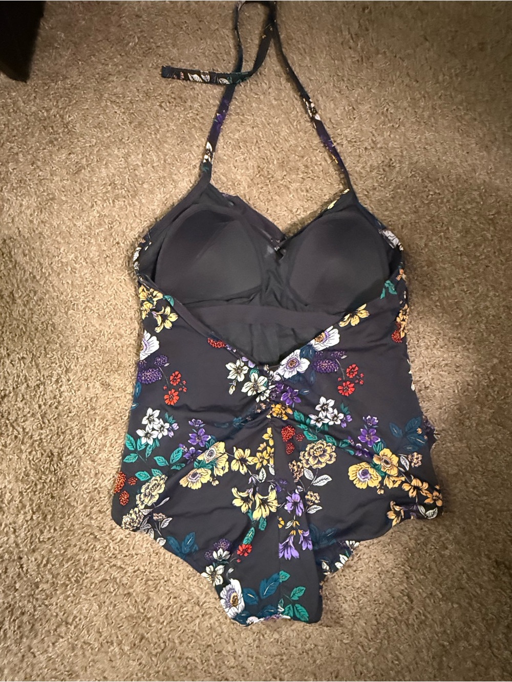 Time and Tru Black Floral One-Piece Swimsuit - Picture 2 of 4